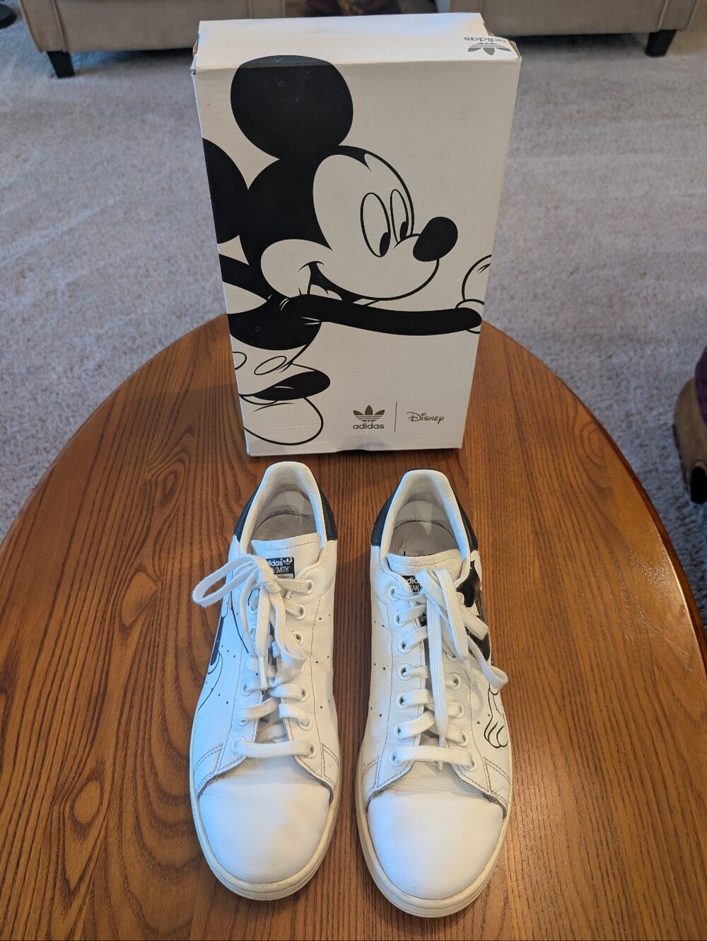Adidas Stan Smith Mickey Mouse Black And White Sneakers, Men's Size 8 (Unisex)